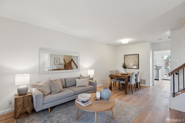 living room featuring light hardwood / wood-style floors