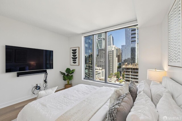 338 Main St Unit 19G, San Francisco, CA 94105 - bedroom featuring wood finished floors and a view of skyline