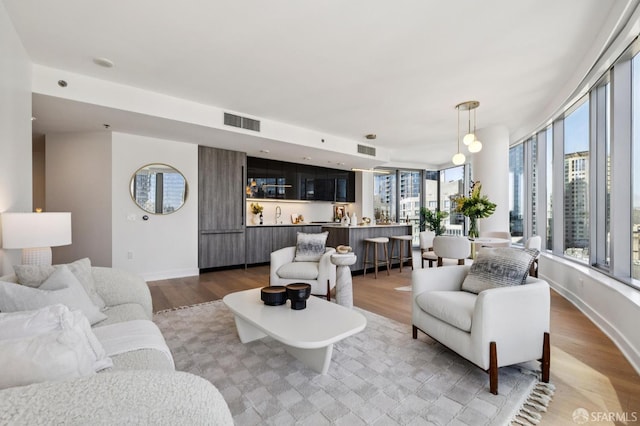 338 Main St Unit 19G, San Francisco, CA 94105 - living room featuring light wood-style flooring and baseboards