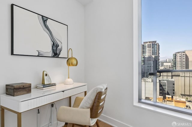 338 Main St Unit 19G, San Francisco, CA 94105 - office area with a city view and wood finished floors