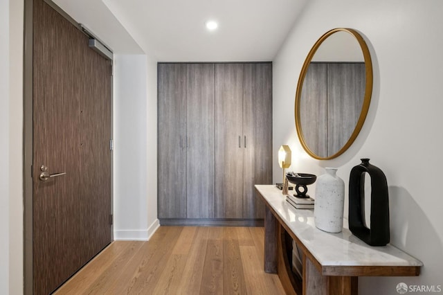 338 Main St Unit 19G, San Francisco, CA 94105 - hall with light wood-type flooring and recessed lighting