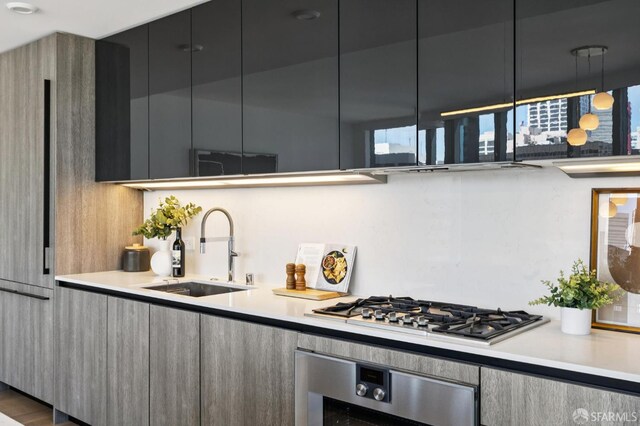 338 Main St Unit 19G, San Francisco, CA 94105 - kitchen featuring modern cabinets, oven, and light countertops