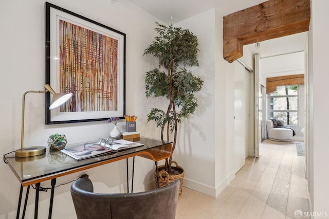 office featuring light wood-type flooring