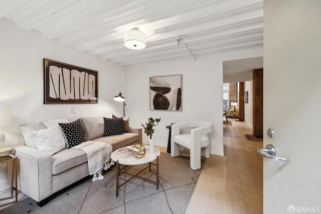 living room with light hardwood / wood-style floors