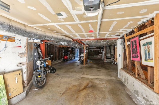 garage with a garage door opener