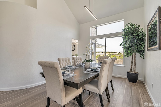 4156 N Amargosa Dr N, Antioch, CA 94531 - dining area featuring high vaulted ceiling and wood finished floors