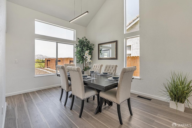4156 N Amargosa Dr N, Antioch, CA 94531 - dining room with high vaulted ceiling, wood finished floors, and healthy amount of natural light