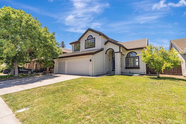 4156 N Amargosa Dr N, Antioch, CA 94531 - view of front of home with a tile roof, brick siding, concrete driveway, and an attached garage