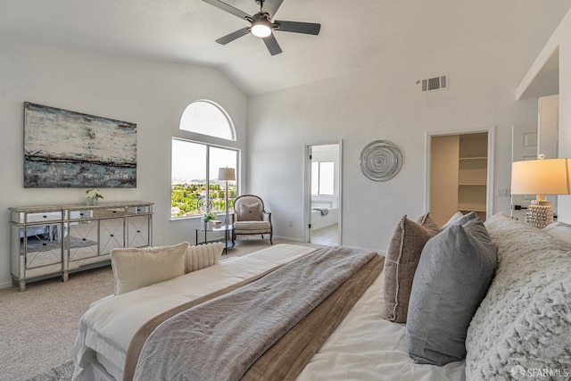 4156 N Amargosa Dr N, Antioch, CA 94531 - bedroom featuring carpet floors, high vaulted ceiling, a ceiling fan, and a spacious closet