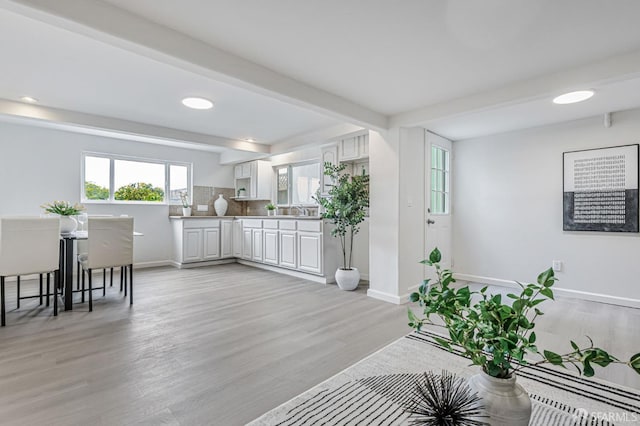 1567 44th Ave, San Francisco, CA 94122 - interior space featuring beam ceiling, light wood finished floors, and recessed lighting
