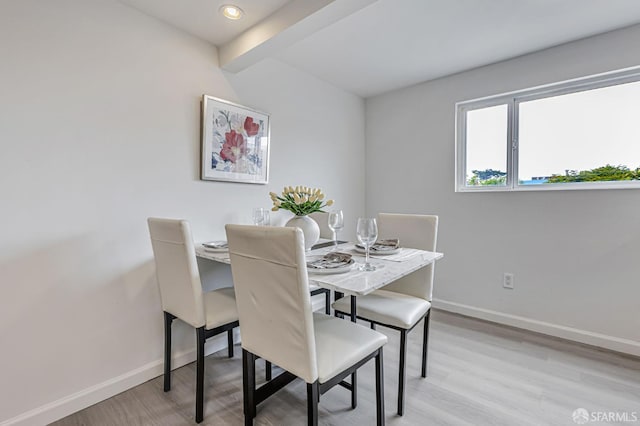 1567 44th Ave, San Francisco, CA 94122 - dining room featuring light wood-style floors, beamed ceiling, and recessed lighting