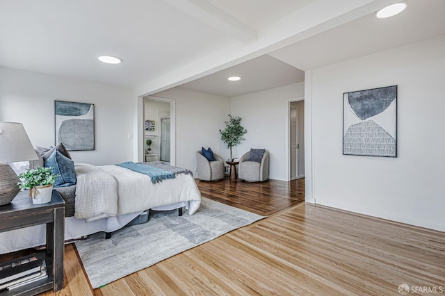 1567 44th Ave, San Francisco, CA 94122 - bedroom with wood finished floors, beam ceiling, and recessed lighting