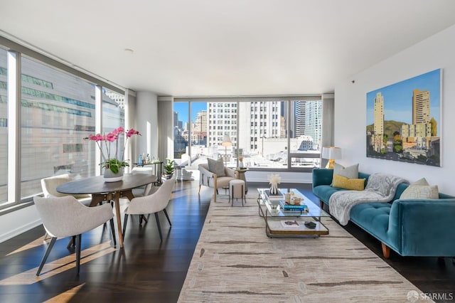 1 Hawthorne St Unit 12F, San Francisco, CA 94105 - living area with wood finished floors, plenty of natural light, and a city view