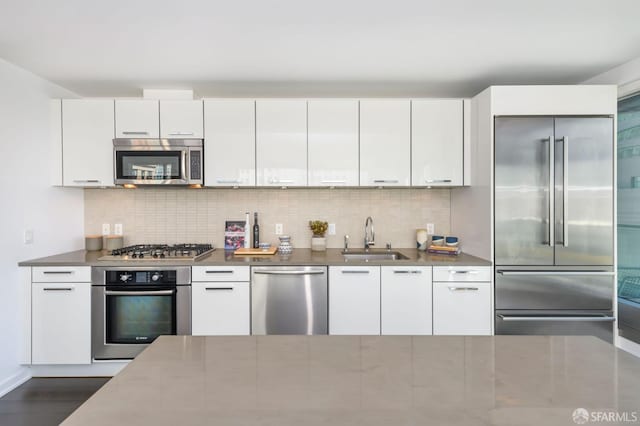 1 Hawthorne St Unit 12F, San Francisco, CA 94105 - kitchen with stainless steel appliances, modern cabinets, white cabinets, and backsplash