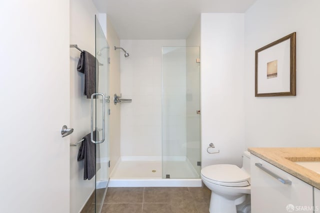 1 Hawthorne St Unit 12F, San Francisco, CA 94105 - bathroom featuring vanity, a stall shower, and tile patterned flooring