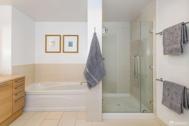 1 Hawthorne St Unit 12F, San Francisco, CA 94105 - full bath featuring a shower stall, a garden tub, tile patterned flooring, and vanity