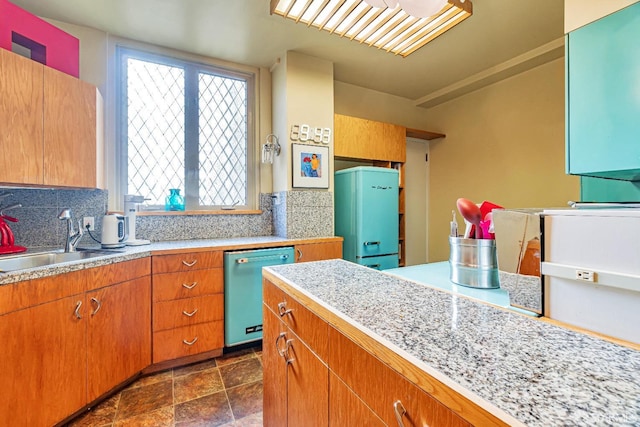 kitchen featuring backsplash, sink, and stainless steel dishwasher