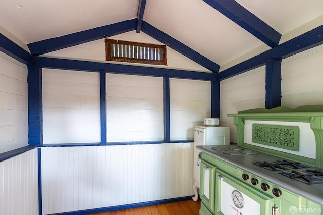 sunroom featuring beam ceiling