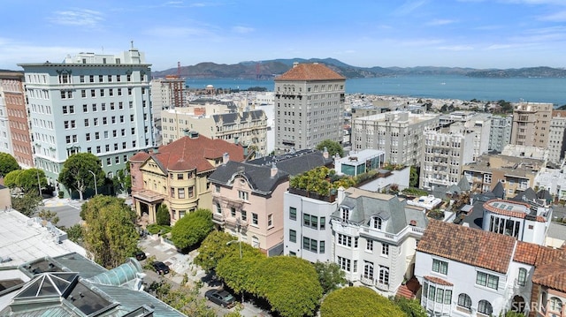 view of city featuring a water and mountain view