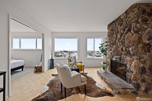 1727 45th Ave, San Francisco, CA 94122 - living area with plenty of natural light and a stone fireplace
