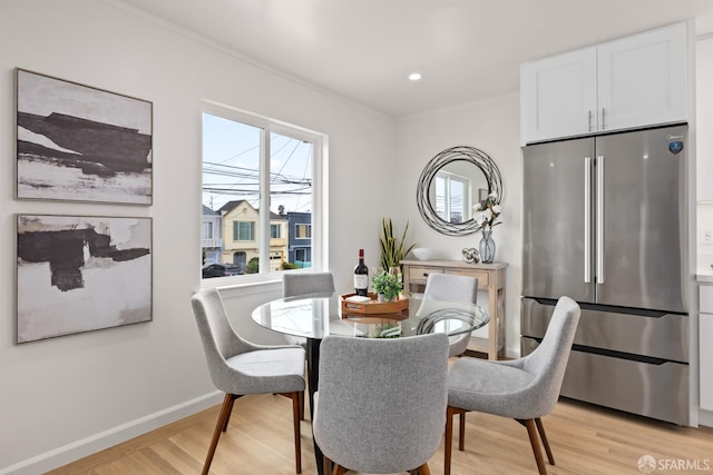 1727 45th Ave, San Francisco, CA 94122 - dining area featuring light wood-style flooring, plenty of natural light, recessed lighting, and ornamental molding