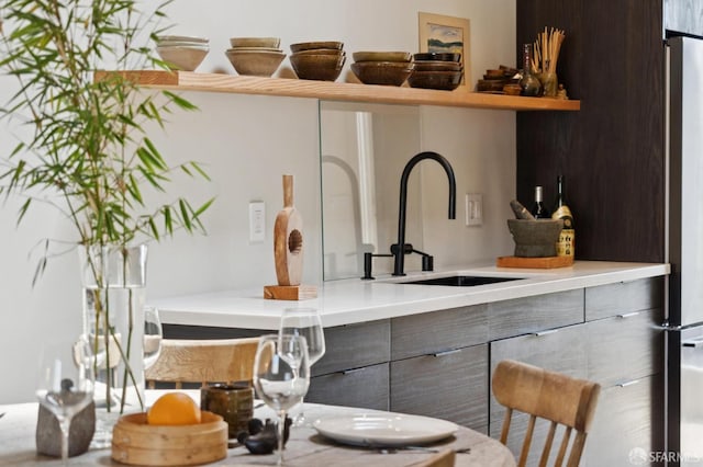 1515 Van Dyke Ave, San Francisco, CA 94124 - bar with a sink and freestanding refrigerator