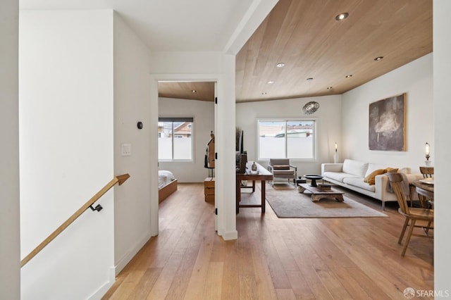 1515 Van Dyke Ave, San Francisco, CA 94124 - living area featuring light wood-type flooring, recessed lighting, and wooden ceiling