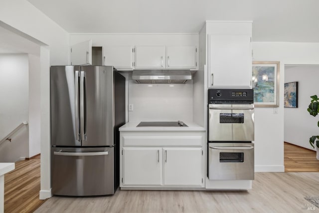 7 Hearthstone Ct, San Rafael, CA 94903 - kitchen featuring stainless steel appliances, under cabinet range hood, light wood finished floors, and white cabinets
