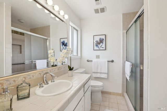 7 Hearthstone Ct, San Rafael, CA 94903 - full bathroom with a stall shower, toilet, vanity, and tile patterned flooring