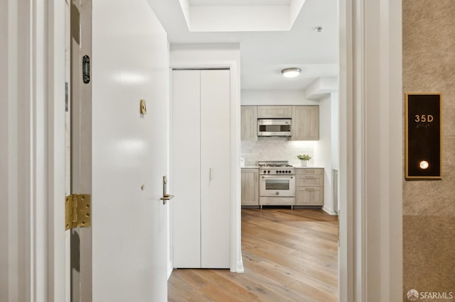 hallway with light wood-style flooring