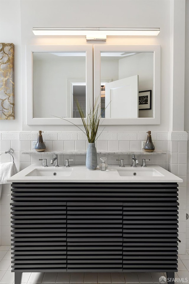 1998 Vallejo St Unit 2, San Francisco, CA 94123 - bathroom view of double vanity and tile walls