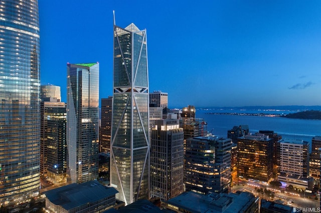 view of city with a water view