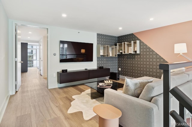 living room featuring light hardwood / wood-style floors