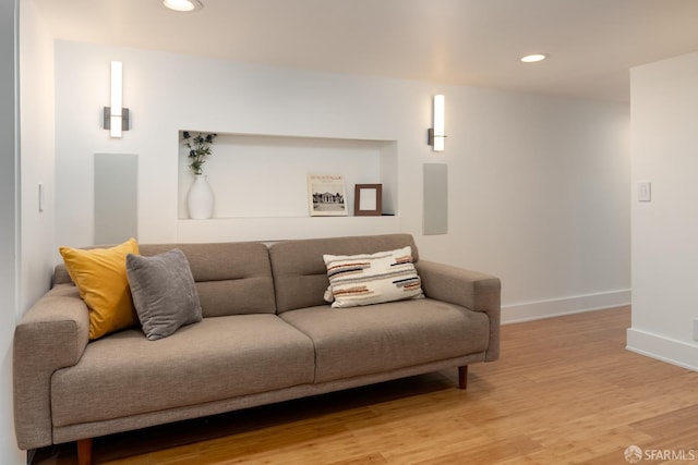 living room with hardwood / wood-style floors