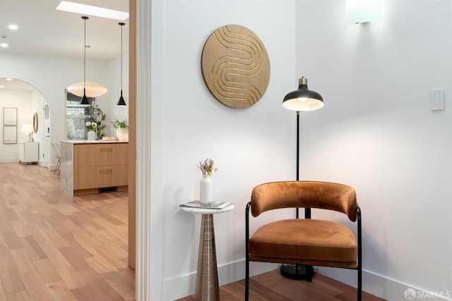 living area with light wood-type flooring