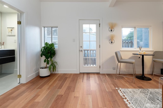 entryway with light wood-type flooring