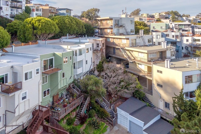 aerial view with a residential view