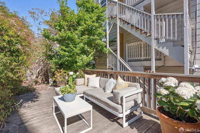 670 Page St, San Francisco, CA 94117 - deck with stairway and an outdoor hangout area
