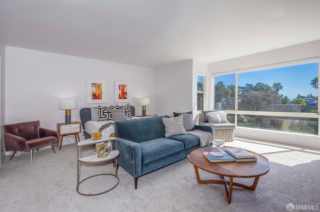 living room with carpet flooring