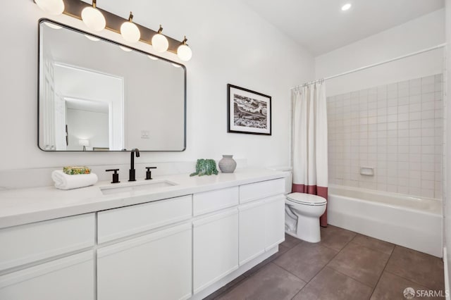 1805 Fillmore St Unit 302, San Francisco, CA 94115 - bathroom featuring vanity, tile patterned flooring, shower / bathtub combination with curtain, and toilet