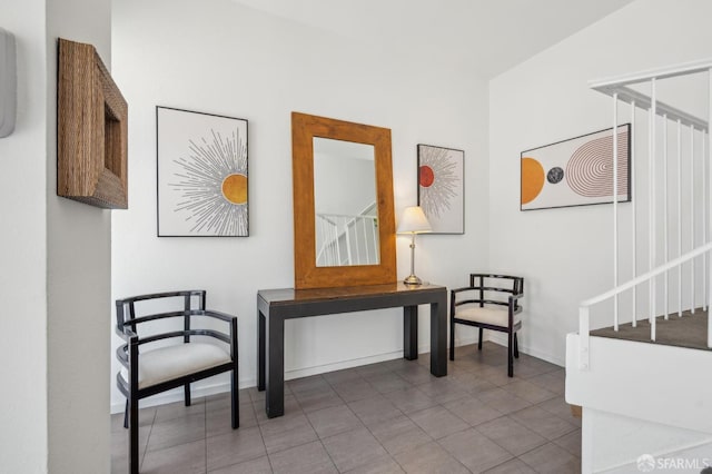 1805 Fillmore St Unit 302, San Francisco, CA 94115 - sitting room with stairway, tile patterned floors, and baseboards