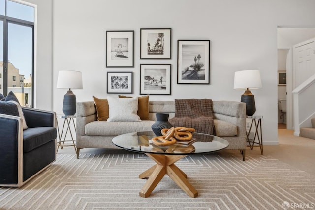 1805 Fillmore St Unit 302, San Francisco, CA 94115 - carpeted living area with stairway