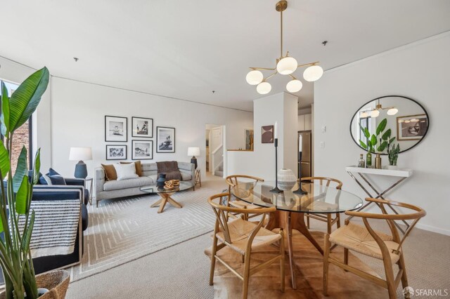 1805 Fillmore St Unit 302, San Francisco, CA 94115 - dining room featuring carpet flooring and a chandelier