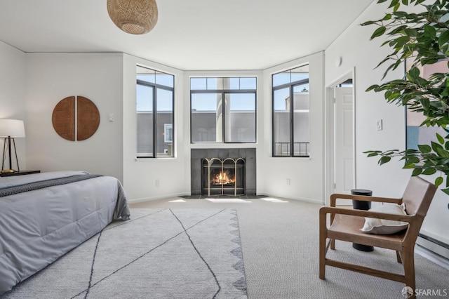 1805 Fillmore St Unit 302, San Francisco, CA 94115 - carpeted bedroom featuring a fireplace with flush hearth and baseboards