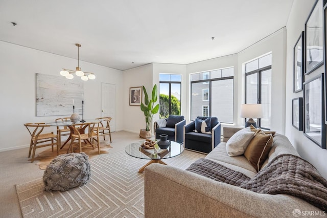1805 Fillmore St Unit 302, San Francisco, CA 94115 - living area with carpet, a chandelier, and baseboards