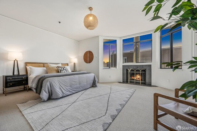 1805 Fillmore St Unit 302, San Francisco, CA 94115 - bedroom featuring carpet flooring and a fireplace with flush hearth