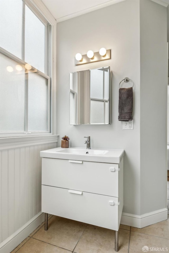 bathroom featuring vanity and tile patterned floors