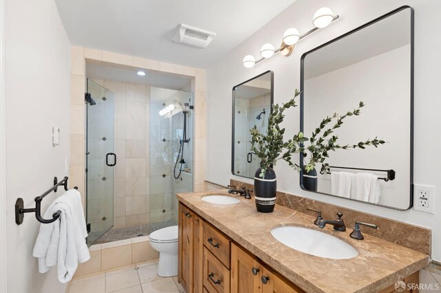 803 Vermont St, San Francisco, CA 94107 - full bathroom featuring double vanity, a shower stall, and tile patterned flooring