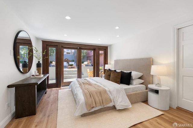 803 Vermont St, San Francisco, CA 94107 - bedroom featuring access to outside, french doors, multiple windows, light wood finished floors, and recessed lighting