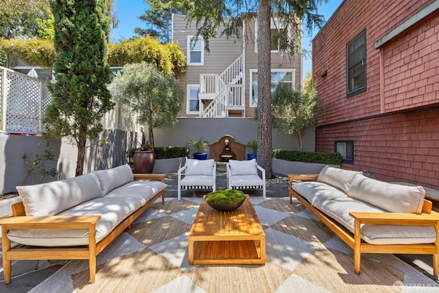 803 Vermont St, San Francisco, CA 94107 - view of patio with an outdoor living space and stairway